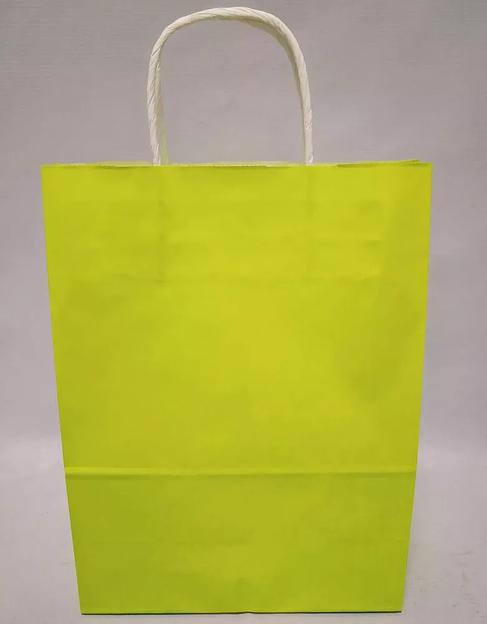 Крафт пакет с крученой ручкой 1 сл 32х24х12 УНМ (жёлто-зелёный), Опт фото 1