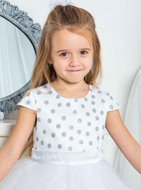 Платье для девочки Энди нарядное, белое, 21-187, опт фото 1