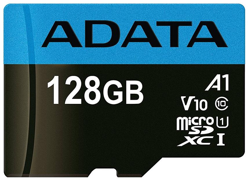 Флеш карта microSDHC 128Gb Class10 A-Data AUSDX128GUICL10A1-RA1 + adapter фото 1