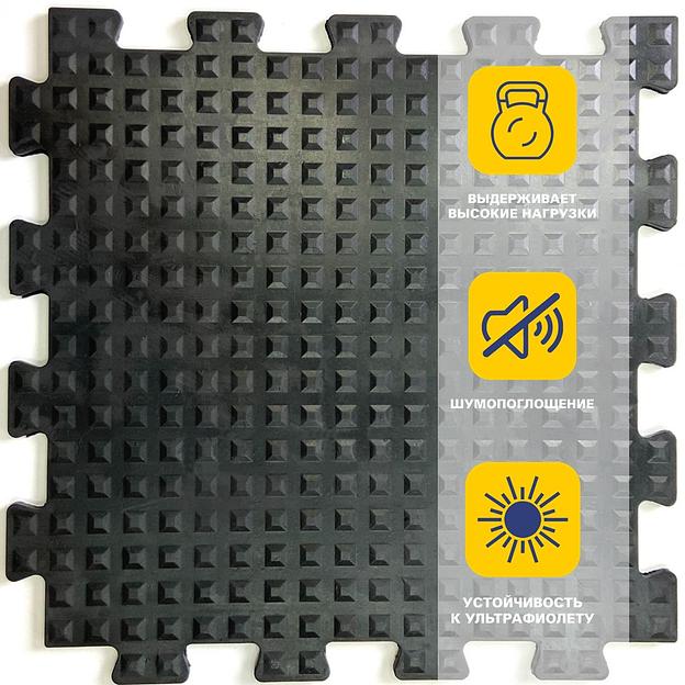 Резиновая плитка «Спецпол Квадро», 10 мм, 500×500 мм, черная опт фото 1