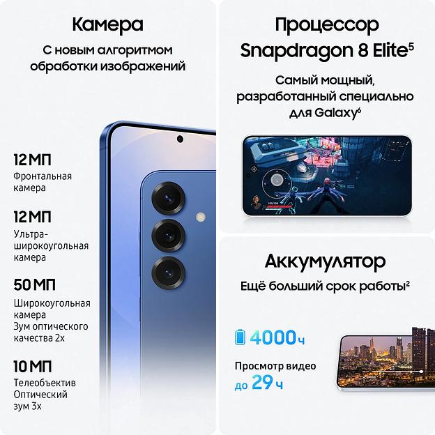 Смартфон Samsung SM-S931B Galaxy S25 512Gb 12Gb синий моноблок 3G 4G 2Sim 6.2" 1080x2340 Android 15 50Mpix 802.11 a/b/g/n/ac/ax/be NFC GPS GSM900/1800 GSM1900 TouchSc Protect фото 6