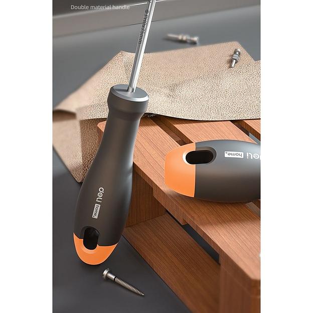 Крестовая отвертка "Home Series Gray" Deli HT1203C PH0x75мм Эксклюзивный дизайн, рукоятка из высококачественного софттач пластика фото 4