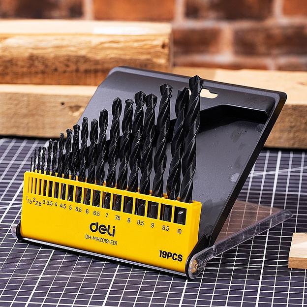Набор сверл по металлу HSS (1-10мм, 19 шт) Deli DH-MHZ019-ED1 пластиковый кейс фото 4