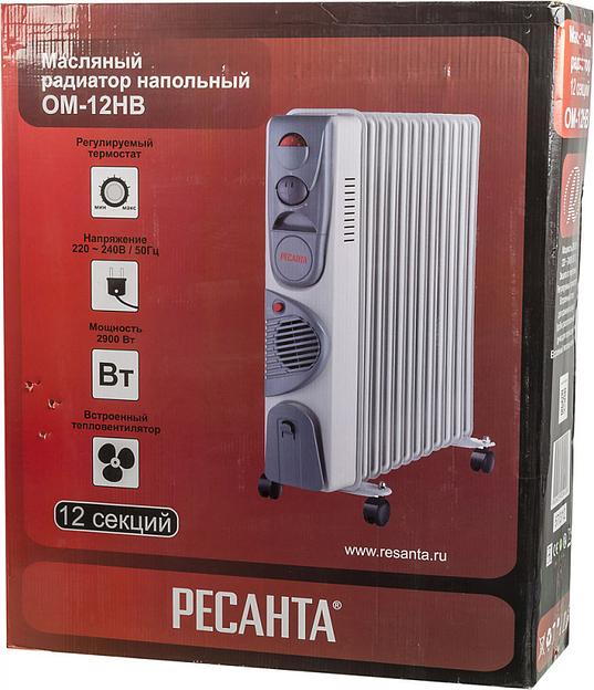 Радиатор масляный Ресанта ОМ-12НВ 2900Вт белый фото 8