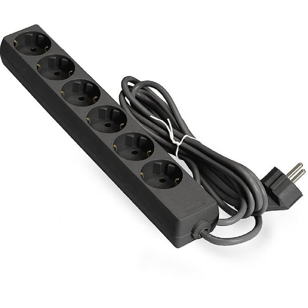 Exegate EX285831RUS Удлинитель ExeGate ECE-6-3B (6 евророзетки с заземлением, 3м, черный) фото 1