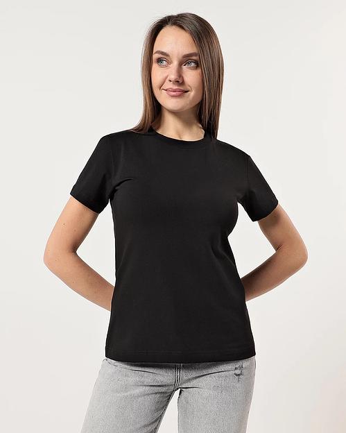 Футболка приталенная женская черная № 112 фото 3
