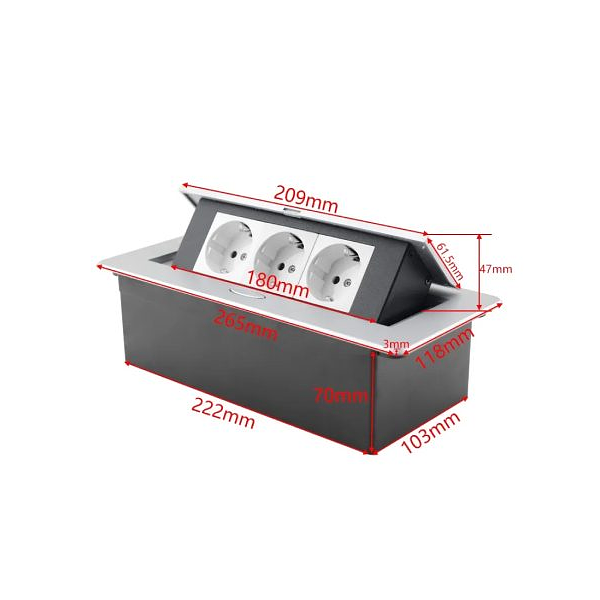 Встраиваемая выдвижная розетка в столешницу 3EU белая фото 3