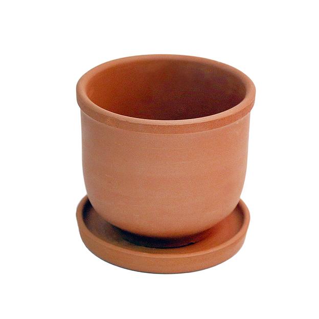 Керамический горшок Терракот с подставкой, 1л.,терракотовый фото 1