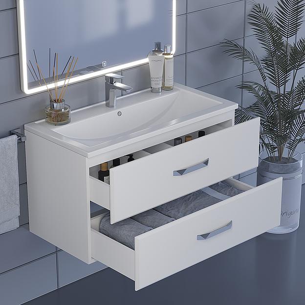 Тумба под раковину для ванной Uperwood Foster 90 см, подвесная, белая фото 5