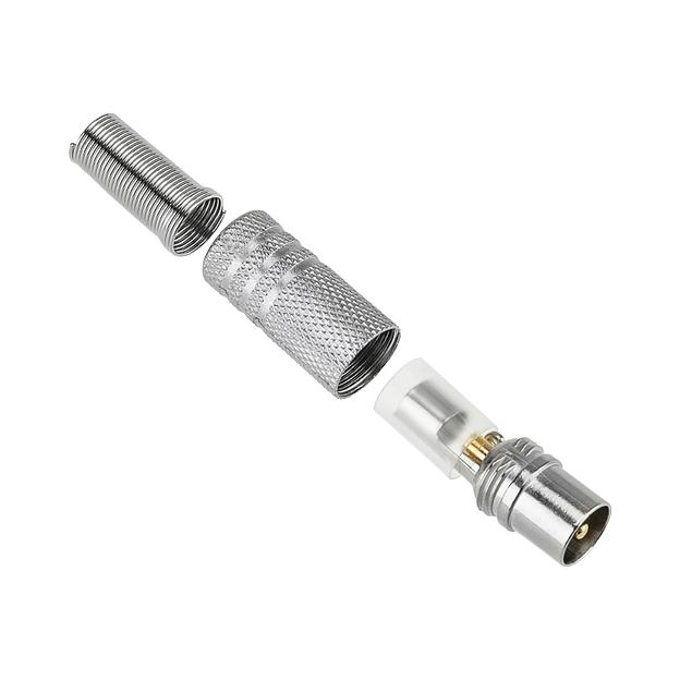 Разъем антенный на кабель, штекер-TV никель с пружиной, фото 3