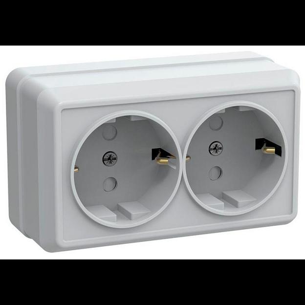 Iek ERO24-K01-16-DC РСш22-3-ОБ Розетка 2местн. с з/к с защ.штор. 16А откр.уст. ОКТАВА (белый) фото 1