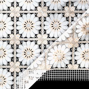 Клеенка столовая ПВХ "LACE"  белая/бежевая/серая, 1,37х22м /7044-006 (белый) фото 1