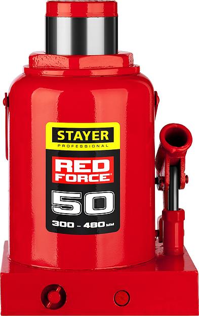 STAYER RED FORCE, 50 т, 300 - 480 мм, бутылочный гидравлический домкрат, Professional (43160-50) фото 3