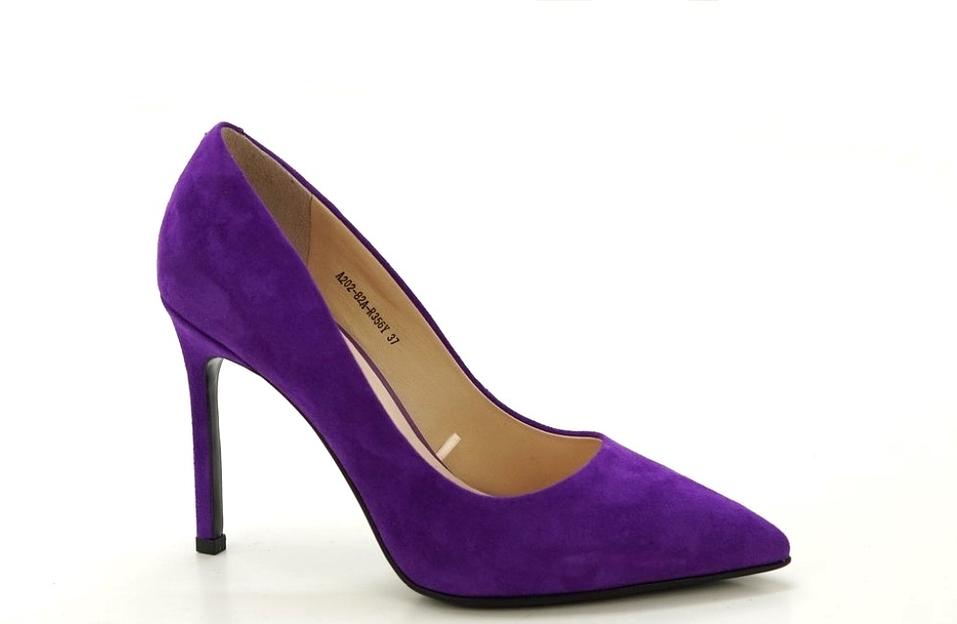 Туфли женские, фиолетовые, натуральная замша, каблук 10 см фото 1