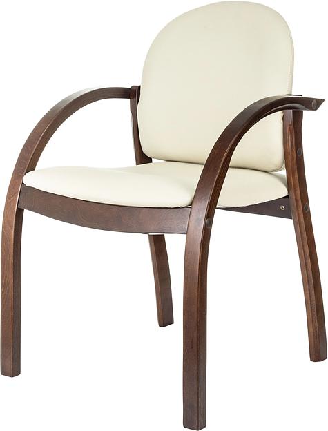 Стул Бюрократ ДЖУНО светло-бежевый эко.кожа на ножках дерево фото 3