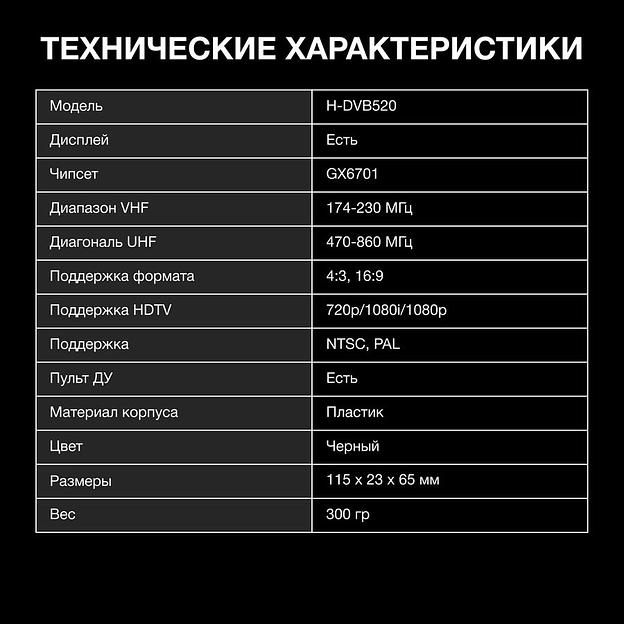 Ресивер DVB-T2 Hyundai H-DVB520 + WiFi-адаптер черный фото 7
