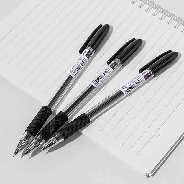 Ручка гелев. Deli EG150-BK прозрачный d=0.38мм черн. черн. игловидный пиш. наконечник резин. манжета фото 4