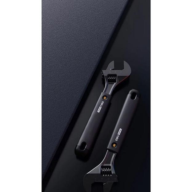 Ключи Deli Разводной ключ «Home Series Black" Deli HT1508 200мм, эксклюзивный дизайн, рукоятка из высококачественного софттач пластика фото 4