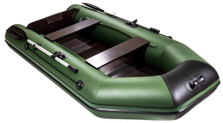 Лодка Аква 2800 слань книжка, киль, 2800*1320*360 мм., цвет: зеленый-черный фото 2