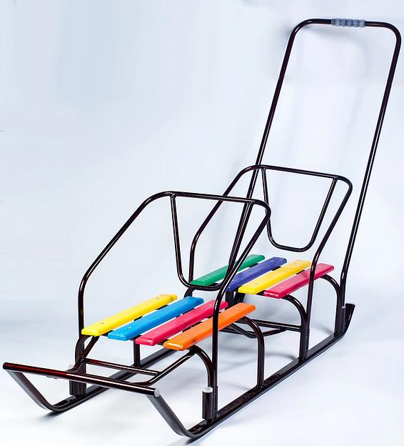 Санки двойные трубчатые Снежок, с подножкой фото 1