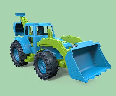 Трактор полной комплектации 28 см (зелено-голубой) в коробке ОПТ фото 1