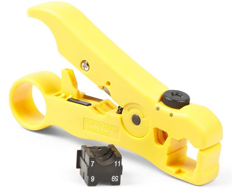 Инструмент зачистки Hyperline HT-352 для UTP/STP RF-59/6/11/7 (упак:1шт) желтый фото 1