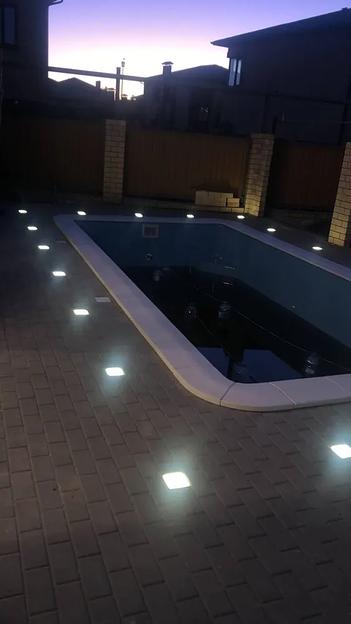 Набор уличных светодиодных Led тротуарных светильников для брусчатки из 2х шт., 100х100 мм, белый холодный фото 3