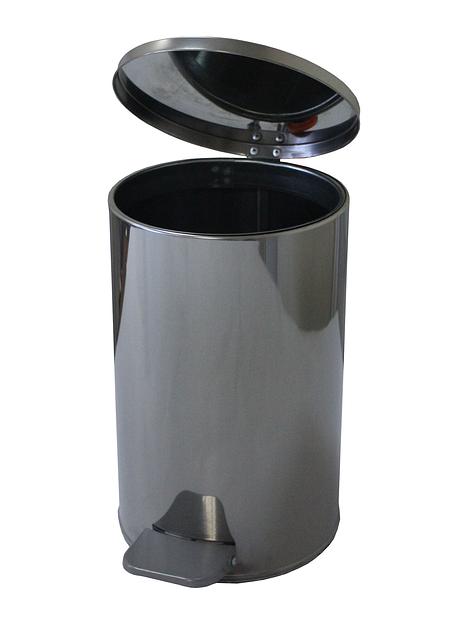 Урна с педалью на 10 литров, D 200 мм, H 310 мм, цвет хром, 1,35 кг фото 1