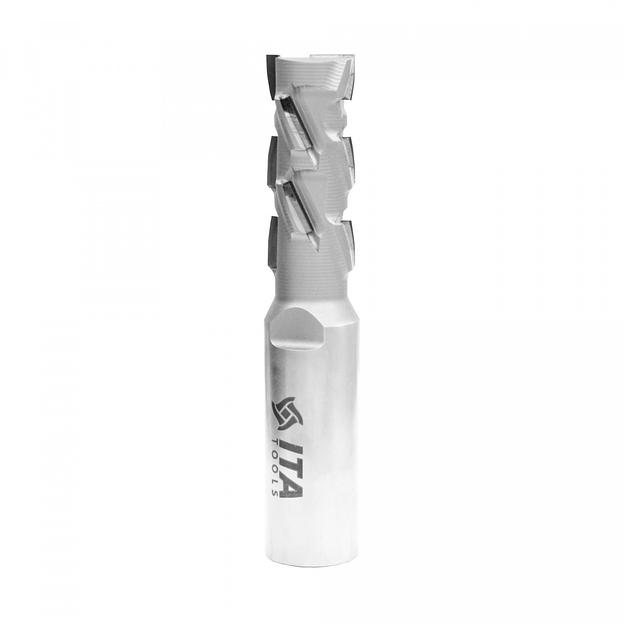 DTN.18.043.20.3SR Фреза алмазная ITA Z2+1 D=18 I=43 L=105 S=20*50 RH 10PCD+1HM H=2,5 4 helix wings фото 1