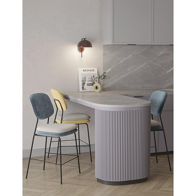 Стул полубарный Pea, велюр, сине-зеленый/бежевый фото 3