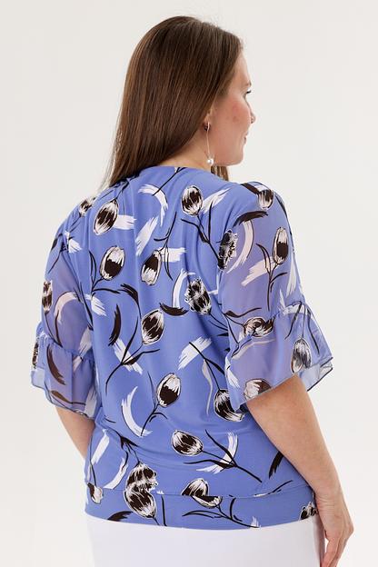 Блузка женская 4099-22/08/Голубой, белый фото 4