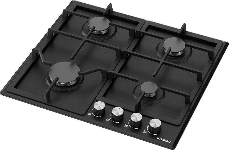 Газовая варочная поверхность Hyundai HHG 6432 BK черный фото 2