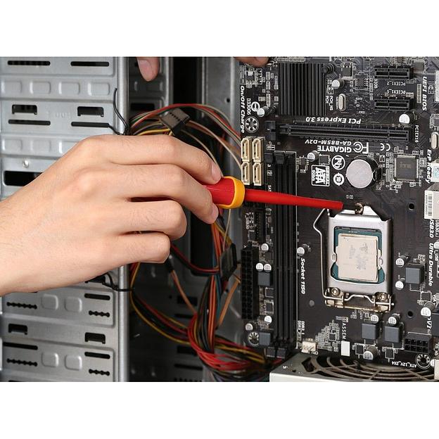 Диэлектрическая шлицевая отвертка Deli DL5141001 4х100мм сталь Cr-V, сертификат VDE для работ под напряжением до 1000 В. фото 5