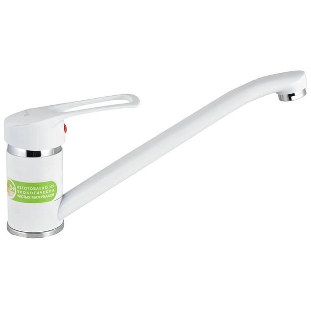 Смеситель для мойки, белый, одноручный Juguni Luxe с поворотным изливом фото 1