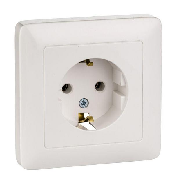 Systeme electric RS16-134-B ХИТ С/У РОЗЕТКА с заземлением без шторок 16А, 250В, БЕЛЫЙ. Россия фото 1