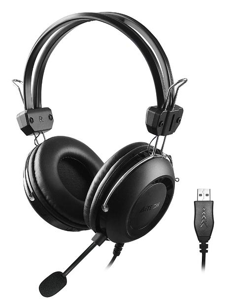 Наушники с микрофоном A4Tech HU-35 черный 2м накладные USB оголовье фото 2