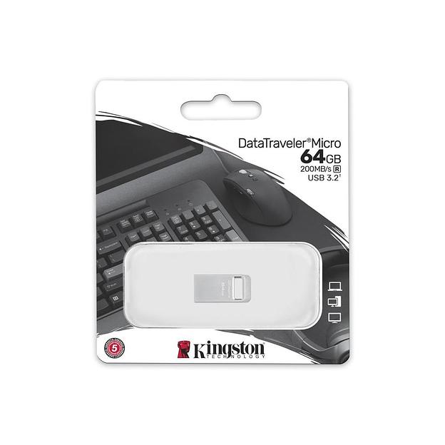 Флеш Диск Kingston 64Gb DataTraveler Micro DTMC3G2/64GB USB3.0 серебристый фото 3