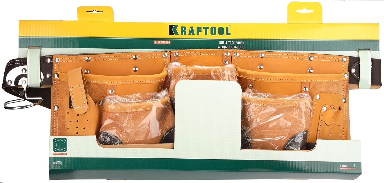 KRAFTOOL натуральная кожа, пояс для инструментов с 9 карманами (1-38520) фото 2