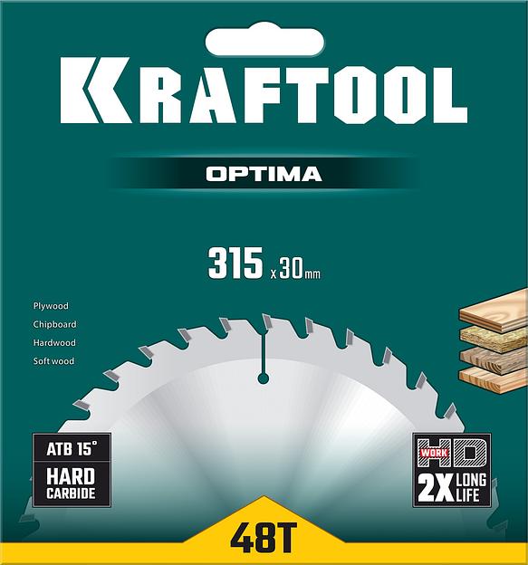 KRAFTOOL Optima, 315 х 30 мм, 48Т, пильный диск по дереву (36951-315-30) фото 5