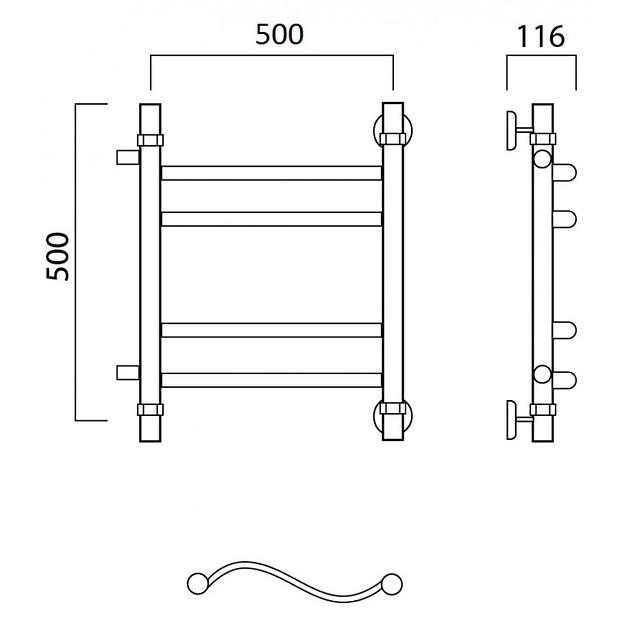 Полотенцесушитель водяной Роснерж Волна L101011 50x50 с боковым подключением 400 групповой фото 2