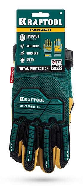 KRAFTOOL PANZER р.L (9), профессиональные комбинированные перчатки, виброзащита, увеличенные противоударные накладки (11298-L) фото 5