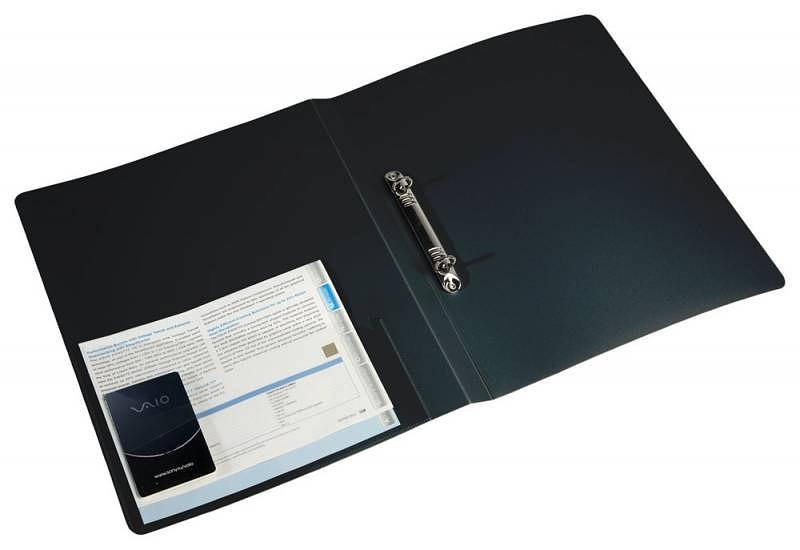 Папка на 2-х кольцах Бюрократ -0818/2RBLCK A4 пластик 0.7мм кор.18мм внутр. с вставкой черный фото 2