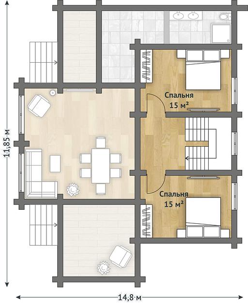 Проект дома из оцилиндрованного бревна «Акранес» фото 5