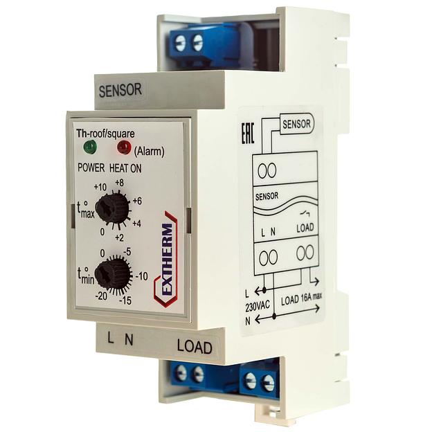 Термостат мех. для систем антиобледенения 16А на DIN-рейку EXTHERM Th-roof фото 2