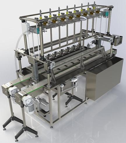Автомат розлива спокойных и пенящихся жидкостей в тару 5л АР-1000В-МГ (8 голов, весовой, со смещением, с опусканием) фото 2
