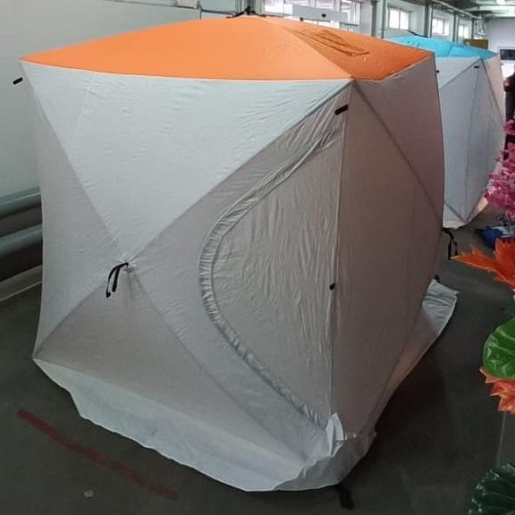 Недорогая зимняя палатка куб 2, 180х180х200 см, бело-оранжевая фото 3