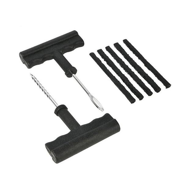 Набор оснастки Deli Ремкомплект для бескамерных шин Deli DL120001 (шило, рашпиль, 5 резиновых жгутов) фото 1