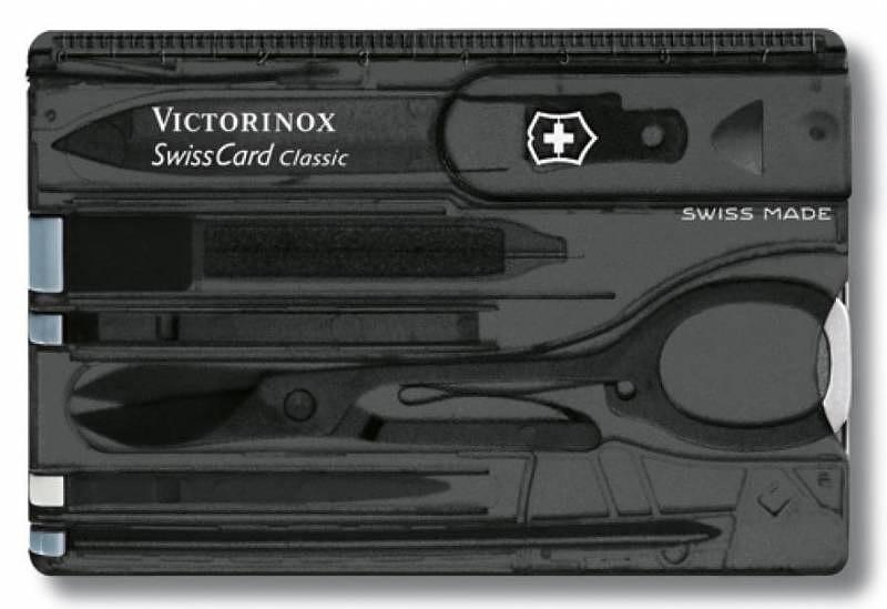 Швейцарская карта Victorinox SwissCard Classic (0.7133.T3) черный полупрозрачный коробка подарочная фото 1