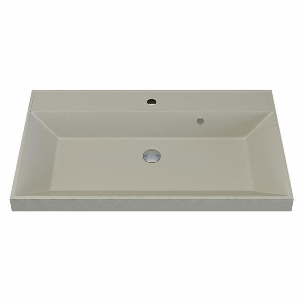 Раковина кварцевая для ванной комнаты Uperwood Classic Quartz 80 см, бежевая матовая, лён фото 5