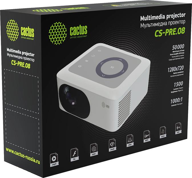 Проектор Cactus CS-PRE.08B.WXGA LCD 1500Lm LS 150Lm ANSI (1280x720) 1000:1 ресурс лампы:30000часов 1xUSB typeA 1xHDMI 1.5кг фото 8